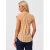 imageAllegra K Womens Summer Plaid Tops Casual Short Sleeves Western Button Down ShirtOrange