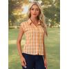 imageAllegra K Womens Summer Plaid Tops Casual Short Sleeves Western Button Down ShirtOrange