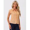 imageAllegra K Womens Summer Plaid Tops Casual Short Sleeves Western Button Down ShirtOrange