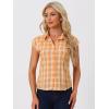 imageAllegra K Womens Summer Plaid Tops Casual Short Sleeves Western Button Down ShirtOrange