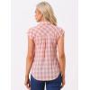 imageAllegra K Womens Summer Plaid Tops Casual Short Sleeves Western Button Down ShirtPinkbeige