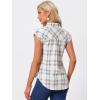 imageAllegra K Womens Summer Plaid Tops Casual Short Sleeves Western Button Down ShirtPurplewhite