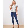 imageAllegra K Womens Summer Plaid Tops Casual Short Sleeves Western Button Down ShirtPurplewhite