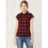 imageAllegra K Womens Summer Plaid Tops Casual Short Sleeves Western Button Down ShirtRed