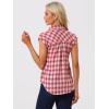 imageAllegra K Womens Summer Plaid Tops Casual Short Sleeves Western Button Down ShirtRed Plaid