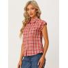 imageAllegra K Womens Summer Plaid Tops Casual Short Sleeves Western Button Down ShirtReds