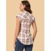 imageAllegra K Womens Summer Plaid Tops Casual Short Sleeves Western Button Down ShirtRedwhite