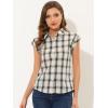 imageAllegra K Womens Summer Plaid Tops Casual Short Sleeves Western Button Down ShirtWhite