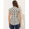 imageAllegra K Womens Summer Plaid Tops Casual Short Sleeves Western Button Down ShirtWhite
