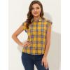 imageAllegra K Womens Summer Plaid Tops Casual Short Sleeves Western Button Down ShirtYellow