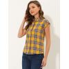 imageAllegra K Womens Summer Plaid Tops Casual Short Sleeves Western Button Down ShirtYellow