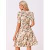 imageAllegra K Womens Vintage Peter Pan Collar High Waist Flowy Midi Puff Sleeve Floral DressBeige Pink
