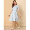 imageAllegra K Womens Vintage Peter Pan Collar High Waist Flowy Midi Puff Sleeve Floral DressBlue