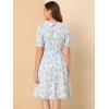 imageAllegra K Womens Vintage Peter Pan Collar High Waist Flowy Midi Puff Sleeve Floral DressBlue