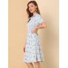 imageAllegra K Womens Vintage Peter Pan Collar High Waist Flowy Midi Puff Sleeve Floral DressBlue