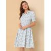 imageAllegra K Womens Vintage Peter Pan Collar High Waist Flowy Midi Puff Sleeve Floral DressBlue