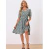 imageAllegra K Womens Vintage Peter Pan Collar High Waist Flowy Midi Puff Sleeve Floral DressGrey Blue