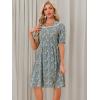 imageAllegra K Womens Vintage Peter Pan Collar High Waist Flowy Midi Puff Sleeve Floral DressGrey Blue