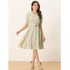 imageAllegra K Womens Vintage Peter Pan Collar High Waist Flowy Midi Puff Sleeve Floral DressLight Green