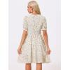 imageAllegra K Womens Vintage Peter Pan Collar High Waist Flowy Midi Puff Sleeve Floral DressLight Yellow