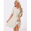 imageAllegra K Womens Vintage Peter Pan Collar High Waist Flowy Midi Puff Sleeve Floral DressLight Yellow