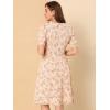 imageAllegra K Womens Vintage Peter Pan Collar High Waist Flowy Midi Puff Sleeve Floral DressPink