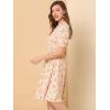 imageAllegra K Womens Vintage Peter Pan Collar High Waist Flowy Midi Puff Sleeve Floral DressPink
