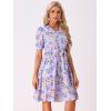 imageAllegra K Womens Vintage Peter Pan Collar High Waist Flowy Midi Puff Sleeve Floral DressPurple