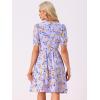 imageAllegra K Womens Vintage Peter Pan Collar High Waist Flowy Midi Puff Sleeve Floral DressPurple