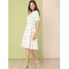 imageAllegra K Womens Vintage Peter Pan Collar High Waist Flowy Midi Puff Sleeve Floral DressWhite