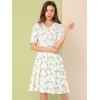imageAllegra K Womens Vintage Peter Pan Collar High Waist Flowy Midi Puff Sleeve Floral DressWhite