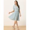 imageAllegra K Womens Vintage Peter Pan Collar High Waist Flowy Midi Puff Sleeve Floral DressWhite Floral
