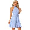 imageAllegra K Sleeveless Dress for Womens Plaid Halter Neck Belted Summer Dresses