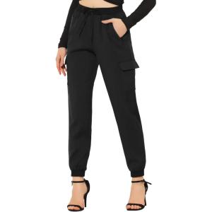 imageAllegra K Cargo Pants for Womens Ankle Length Casual High Waisted Joggers with PocketBlack