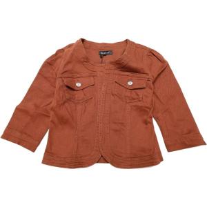 imageAllegra K Denim Jacket for Womens Collarless 2024 Cardigan 34 Sleeve Crop Jean JacketsBrown