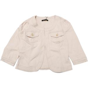 imageAllegra K Denim Jacket for Womens Collarless 2024 Cardigan 34 Sleeve Crop Jean JacketsCream