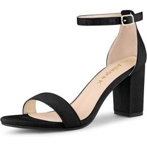 imageAllegra K Womens Buckle Ankle Strap High Chunky Heels SandalsBlack