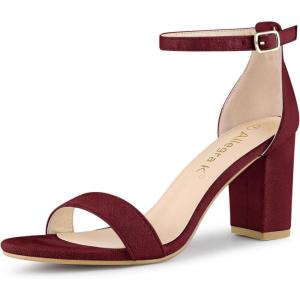 imageAllegra K Womens Buckle Ankle Strap High Chunky Heels SandalsBurgundy