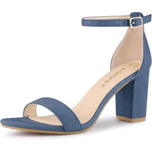 imageAllegra K Womens Buckle Ankle Strap High Chunky Heels SandalsHaze Blue