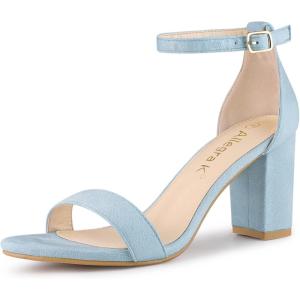 imageAllegra K Womens Buckle Ankle Strap High Chunky Heels SandalsSky Blue