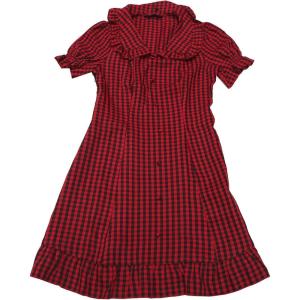 imageAllegra K Womens Gingham Checks Ruffled Peter Pan Collar 1960s Mini DressRed Black