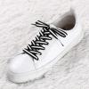 imageAllegra K Colorful Color Block Stripe Canvas Shoe Strings Flat Shoelace for Sneaker 2 PairsBlackwhiteblack