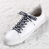 imageAllegra K Colorful Color Block Stripe Canvas Shoe Strings Flat Shoelace for Sneaker 2 PairsBluewhiteblue