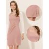 imageAllegra K Elegant Dresses for Womens Ruched Side Contrast Panel Long Sleeve Square Neck DressPink