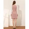 imageAllegra K Elegant Dresses for Womens Ruched Side Contrast Panel Long Sleeve Square Neck DressPink