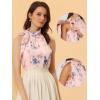 imageAllegra K Halter Neck Sleeveless Tank Tops for Womens Tie Neck Top Floral Cami TopsPink