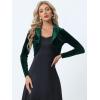 imageAllegra K Long Sleeve Shrug Top for Womens Lapel Collar Velvet Christmas Open Front Cropped CardiganDark Green