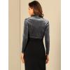 imageAllegra K Long Sleeve Shrug Top for Womens Lapel Collar Velvet Christmas Open Front Cropped CardiganGrey