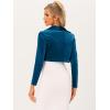 imageAllegra K Long Sleeve Shrug Top for Womens Lapel Collar Velvet Christmas Open Front Cropped CardiganPeacock Blue