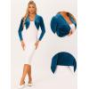 imageAllegra K Long Sleeve Shrug Top for Womens Lapel Collar Velvet Christmas Open Front Cropped CardiganPeacock Blue